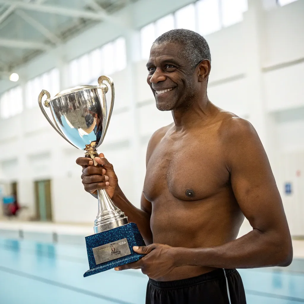 Michael with a swimming trophy
