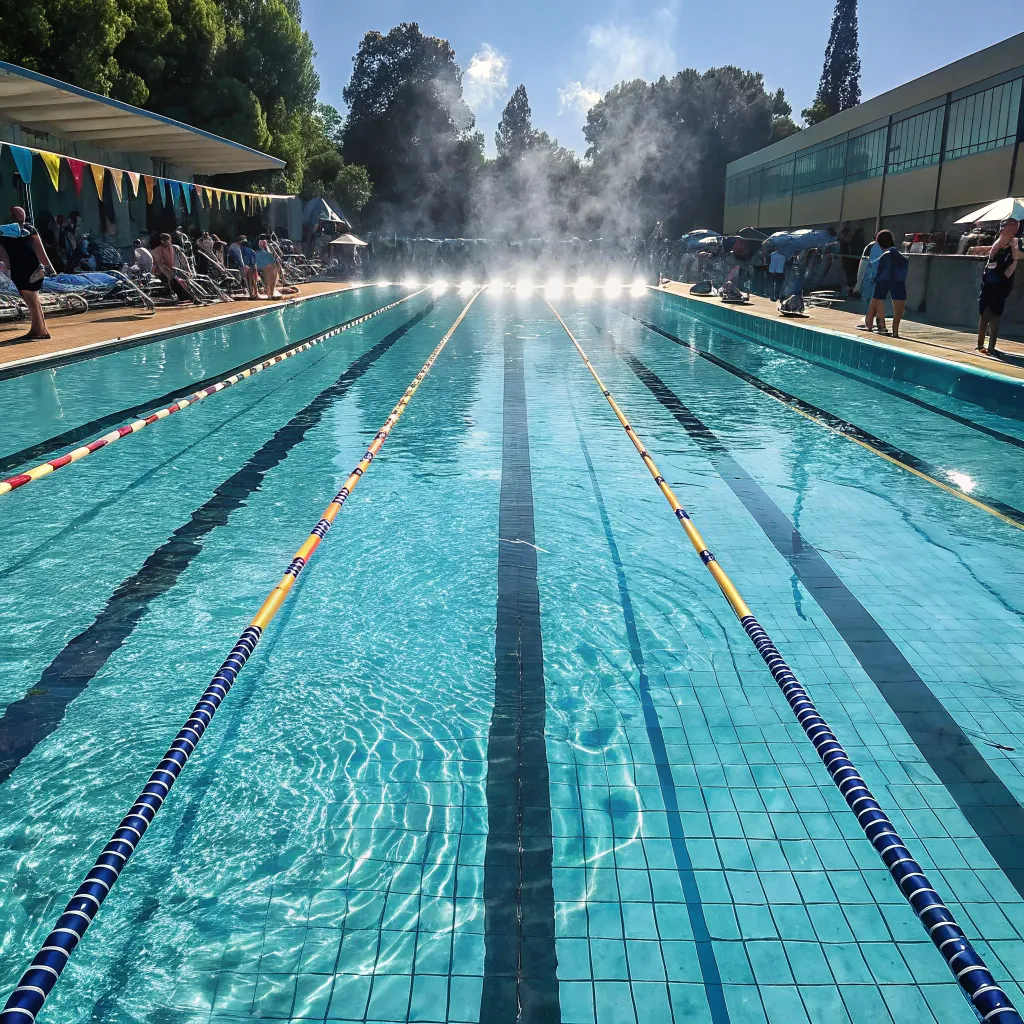 Swimming pool with lanes